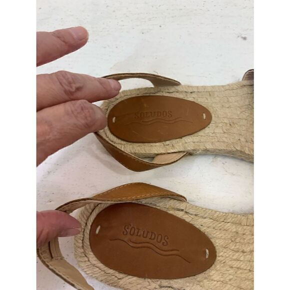 Soludos Brown Leather Slingback Espadrilles Size 7 - Picture 8 of 9